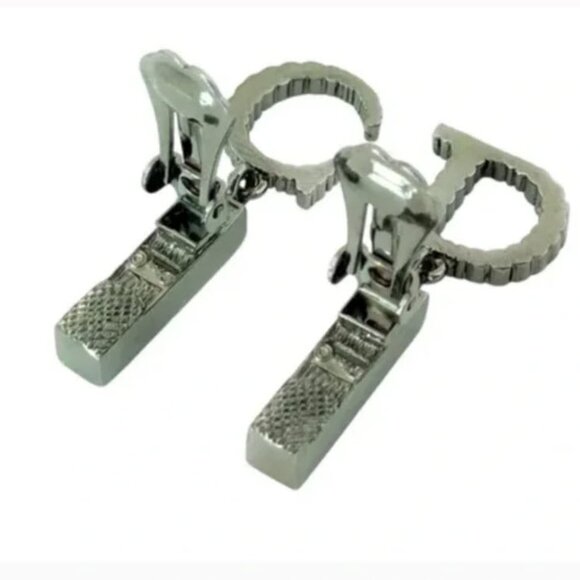 Christian Dior Black Color Rhinestone Logo Swing Earrings - Picture 7 of 8